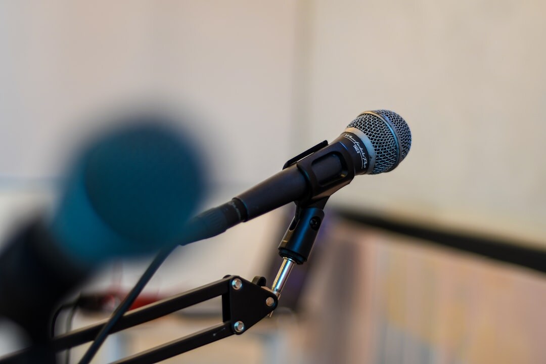 press conference with microphones