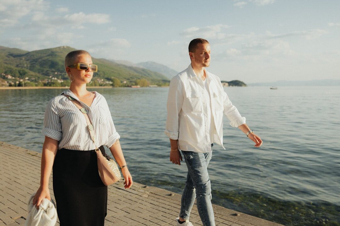 celebrity couple walking